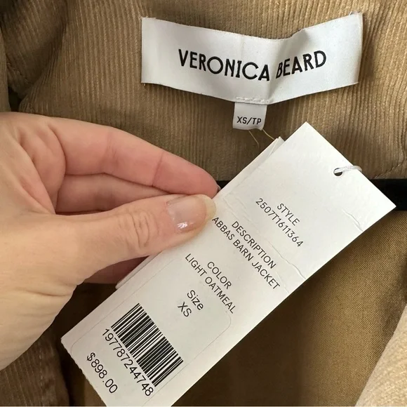 NWT Veronica Beard Abbas Barn Jacket in Oatmeal Suede Collar SZ XS - Picture 8 of 11